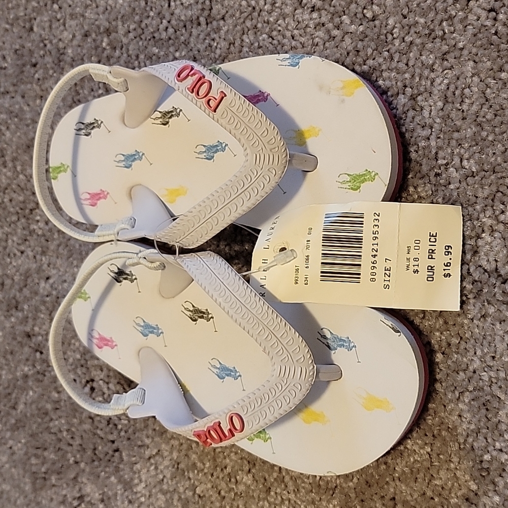 Toddler girls polo flip flops
